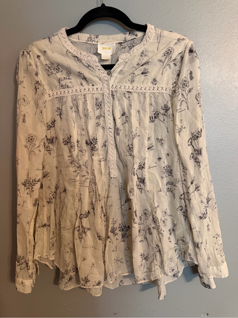 Maeve Cream Blouse with Navy Floral Print